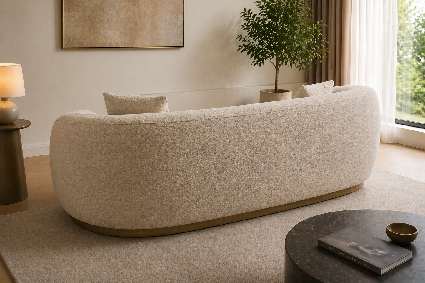 Modern Curved Bouclé Sofa