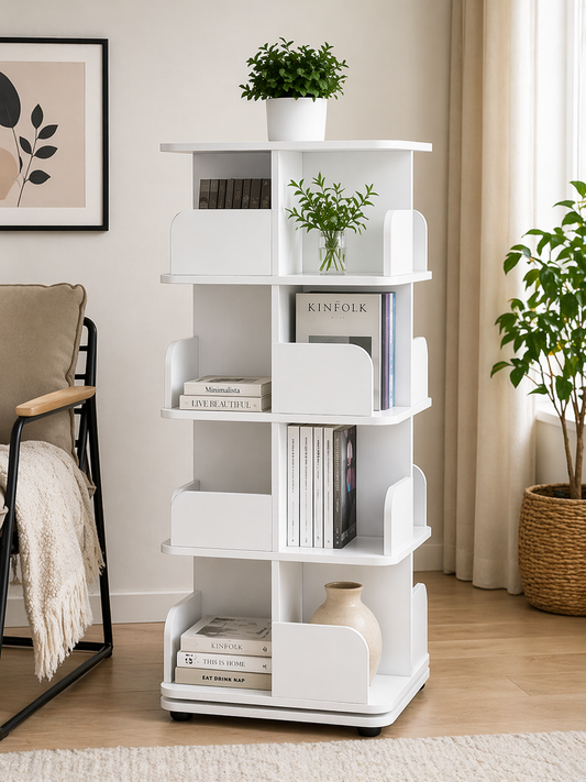 Modern Rotating Bookshelf Organizer