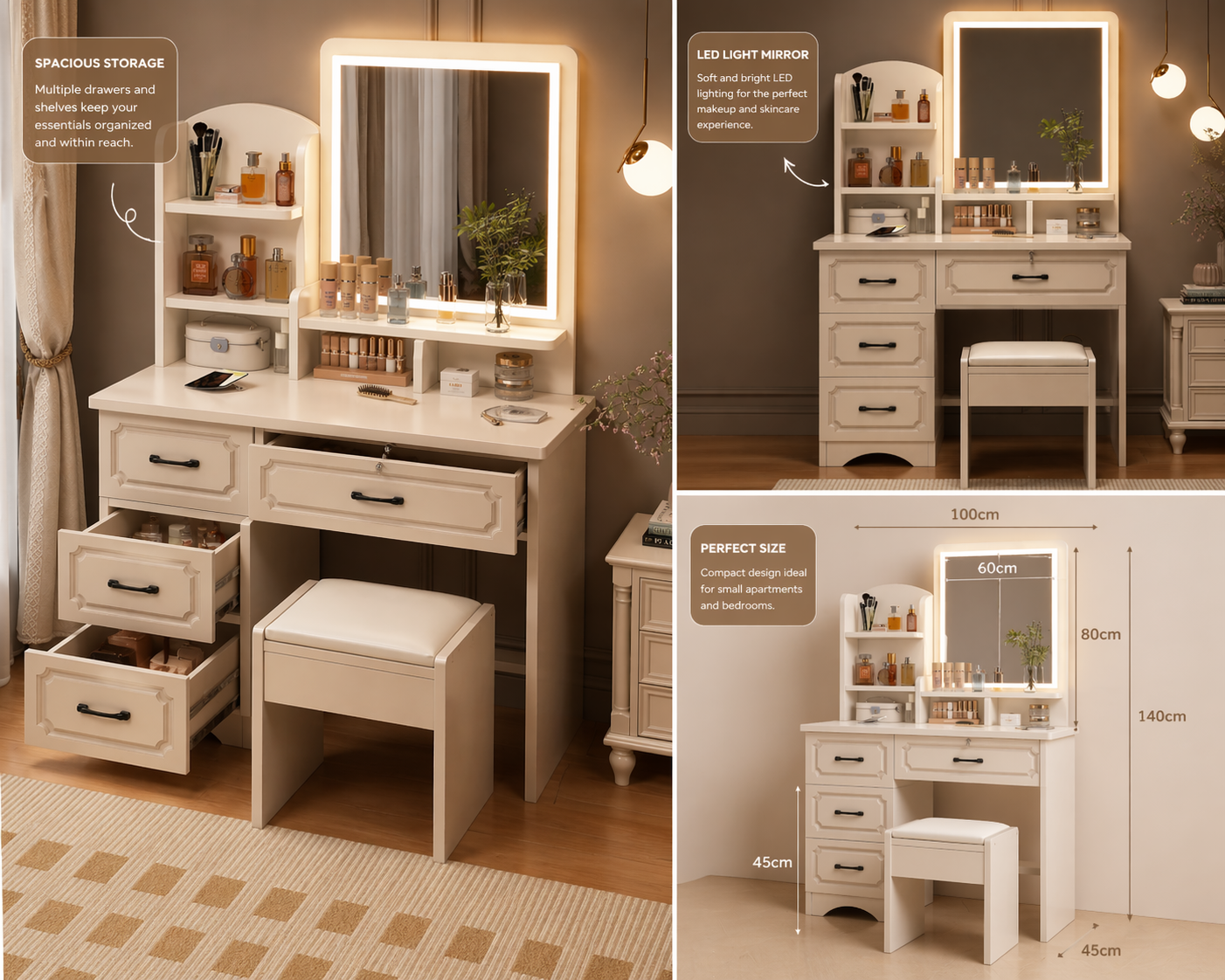 Modern Vanity Dressing Table with LED Mirror