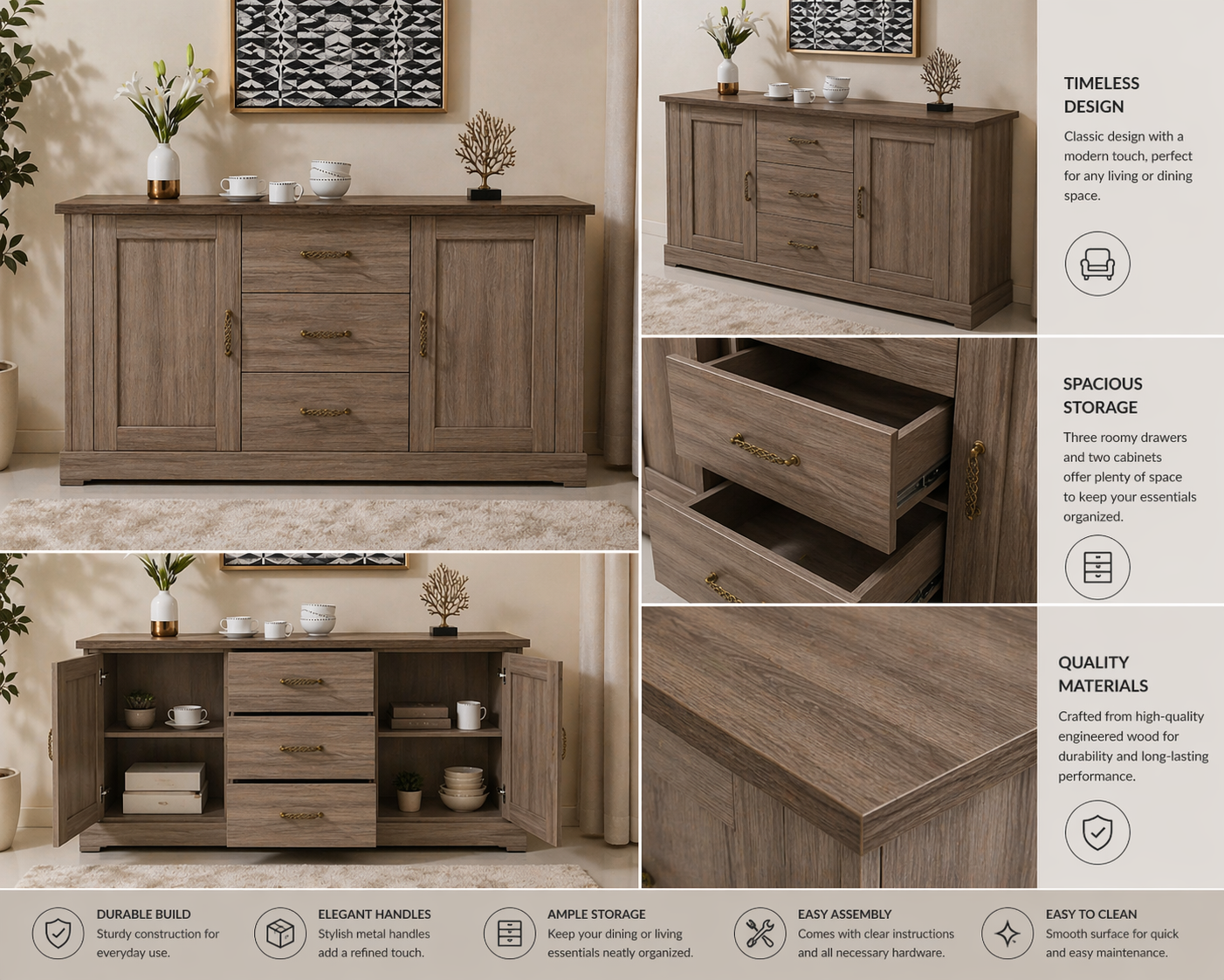 Classic Wooden Sideboard Cabinet
