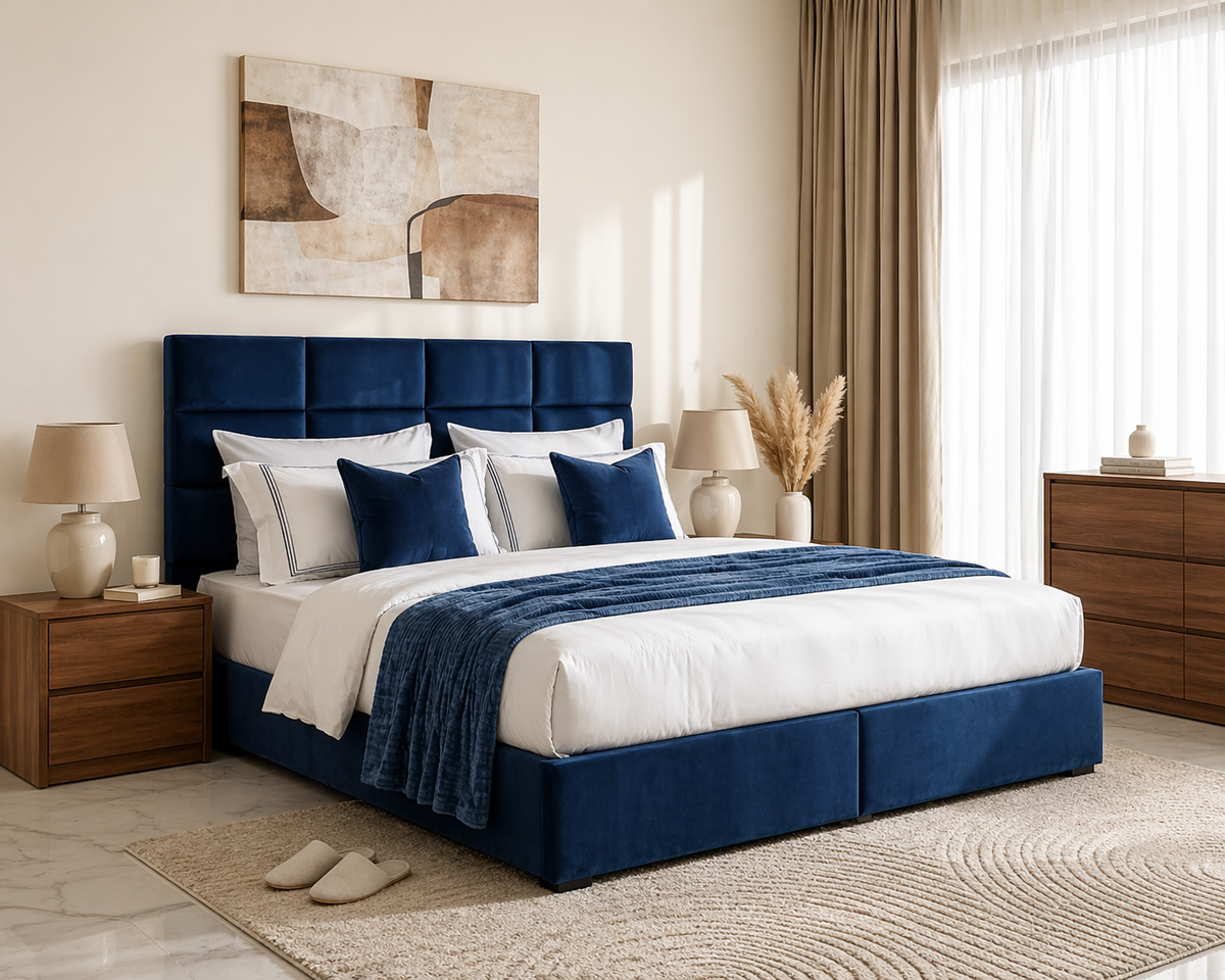 Modern Velvet Upholstered King Bed