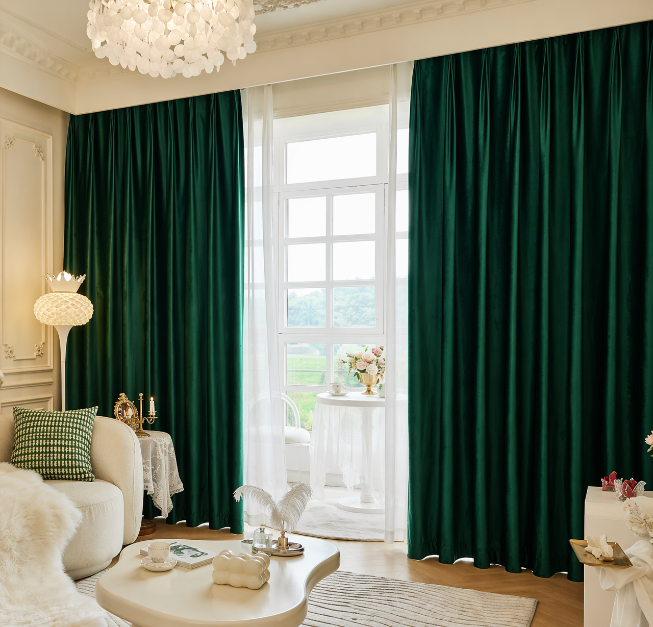 Luxury Velvet Blackout Curtains – Dark Green