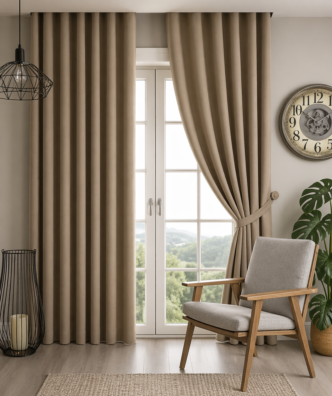 Modern Beige Blackout Curtains
